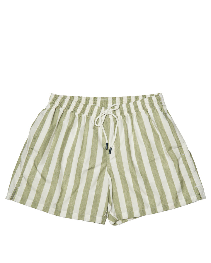 Printed Stripe swim shorts - Olive green