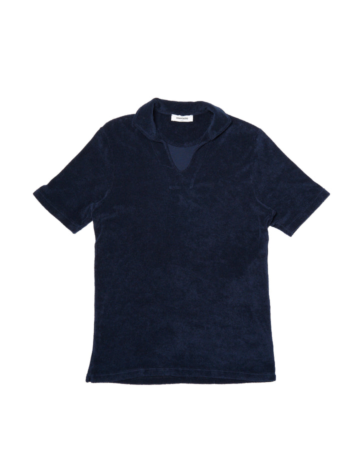 Terrycloth polo - Navy blue