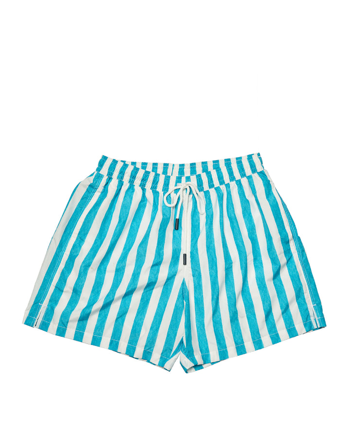 Printed Stripe swim shorts - Sky blue