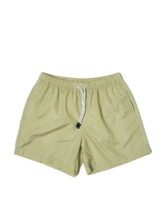 Printed twill swim shorts - Olive green