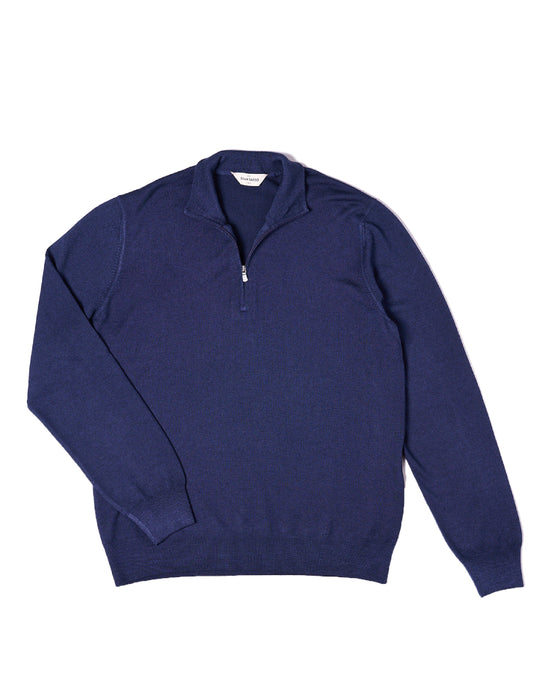 Mock neck with zip vintage wool Sweater - Blue