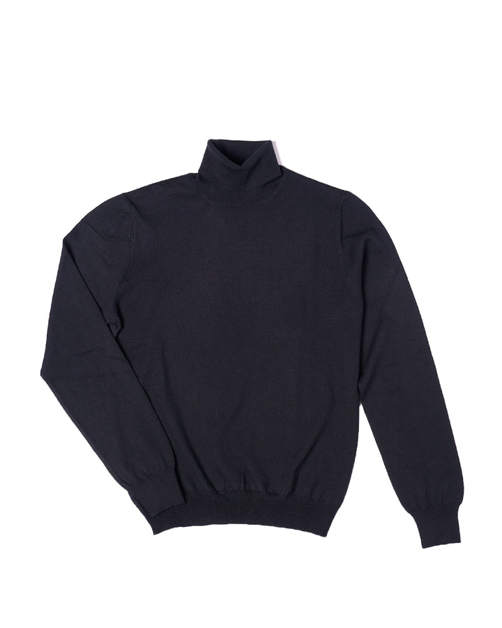 Roll neck extrafine merino wool Sweater - Black