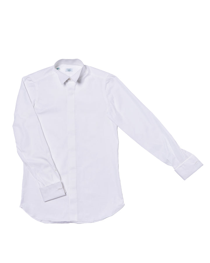 Wing collar shirt - White poplin cotton