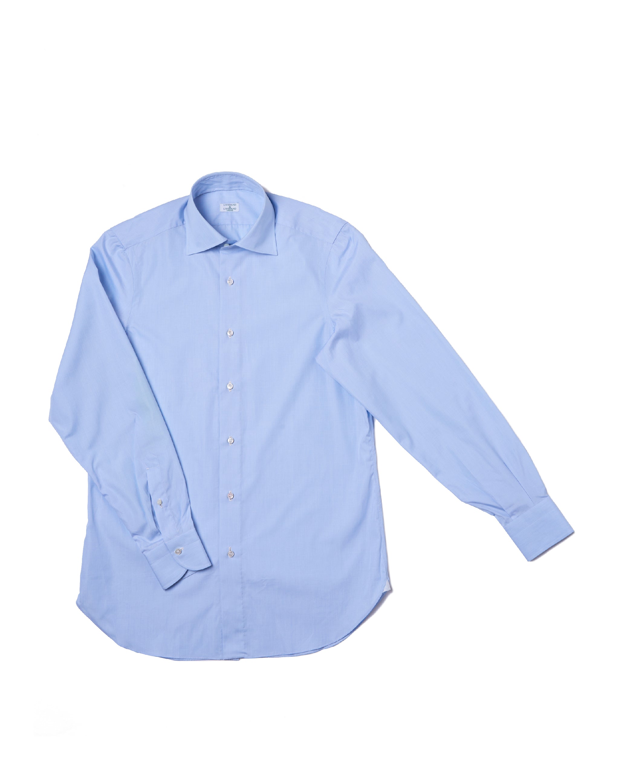 Spread collar shirt - Light blue poplin cotton