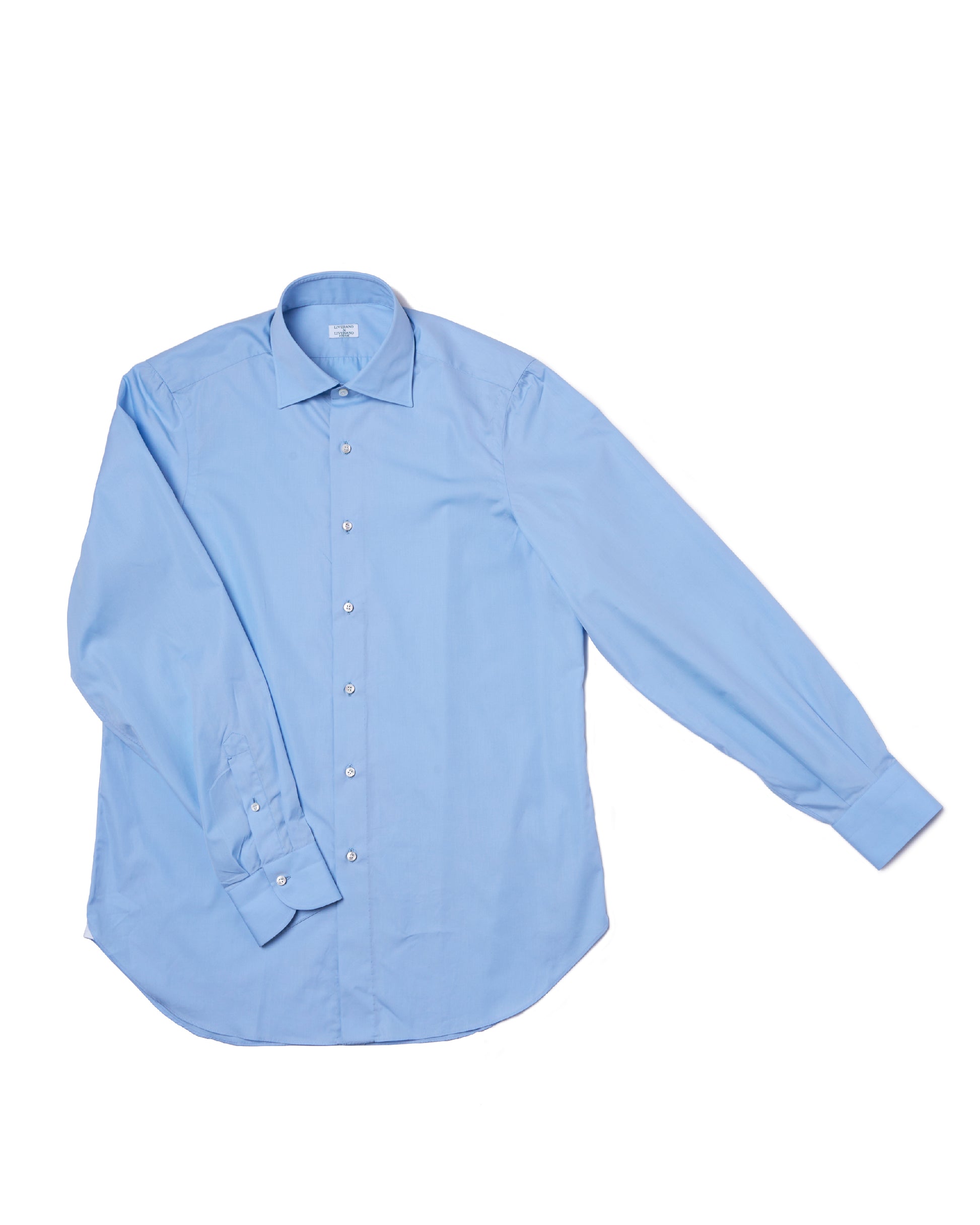 Spread collar shirt - Mid Blue poplin cotton