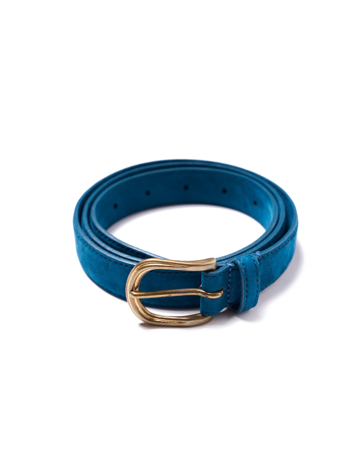 Belt - Blue Suede - Gold buckle