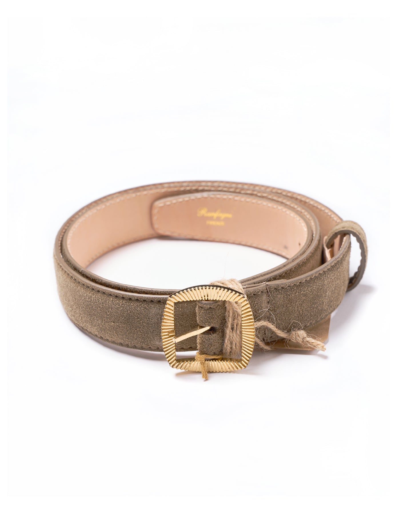 Belt - Sand Suede - Gold buckle