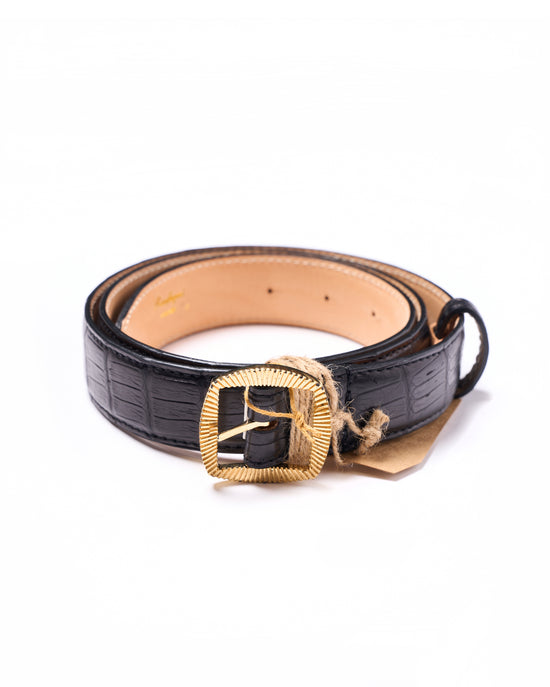 Belt - Black crocodile - Gold buckle