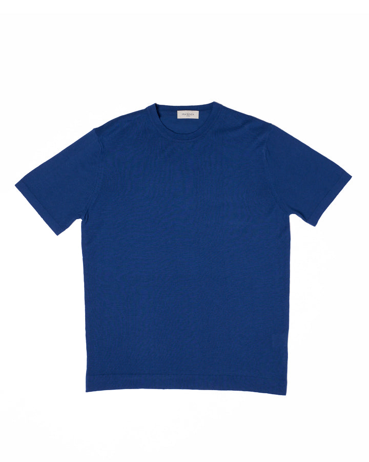 Knitted crewneck - Blue - crepe cotton