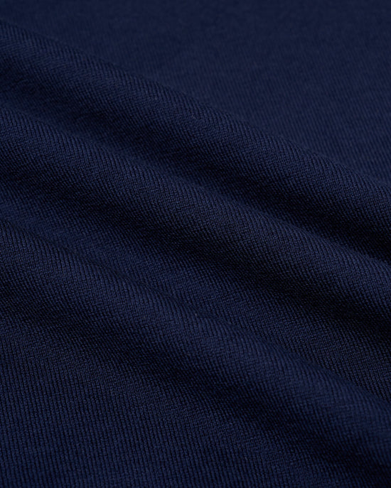 Knitted raglan sleeve polo - Navy blue - silk and cotton