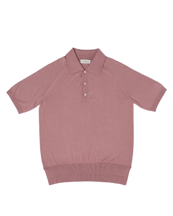 Knitted raglan sleeve polo - Aged Copper - silk and cotton