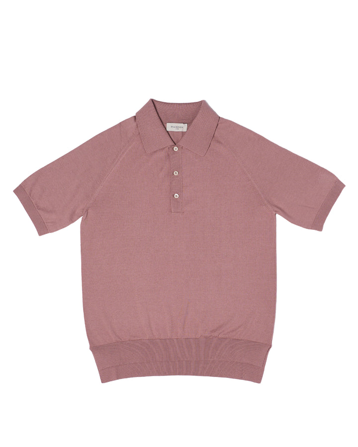 Knitted raglan sleeve polo - Aged Copper - silk and cotton