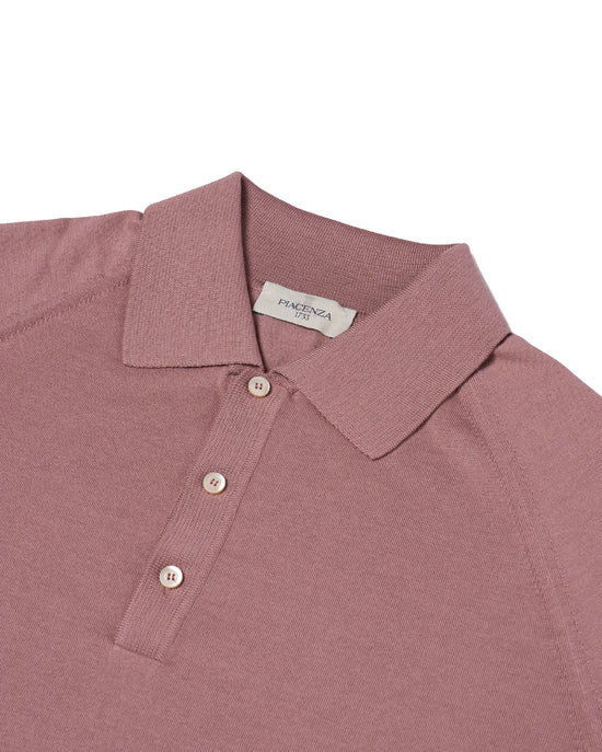 Knitted raglan sleeve polo - Aged Copper - silk and cotton