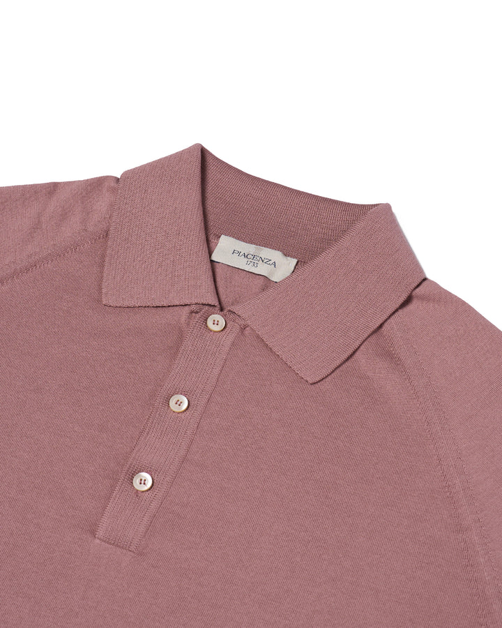 Knitted raglan sleeve polo - Aged Copper - silk and cotton