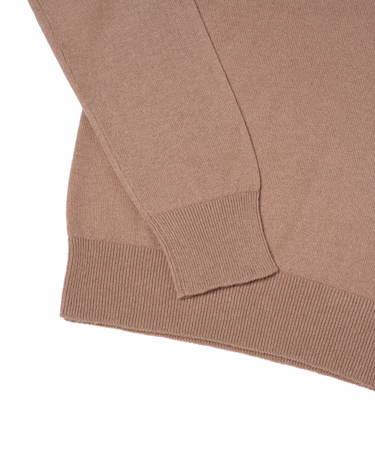 Knitted mock with zipper sweater - Taupe - silk and cashmere