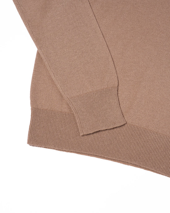 Knitted mock with zipper sweater - Taupe - silk and cashmere