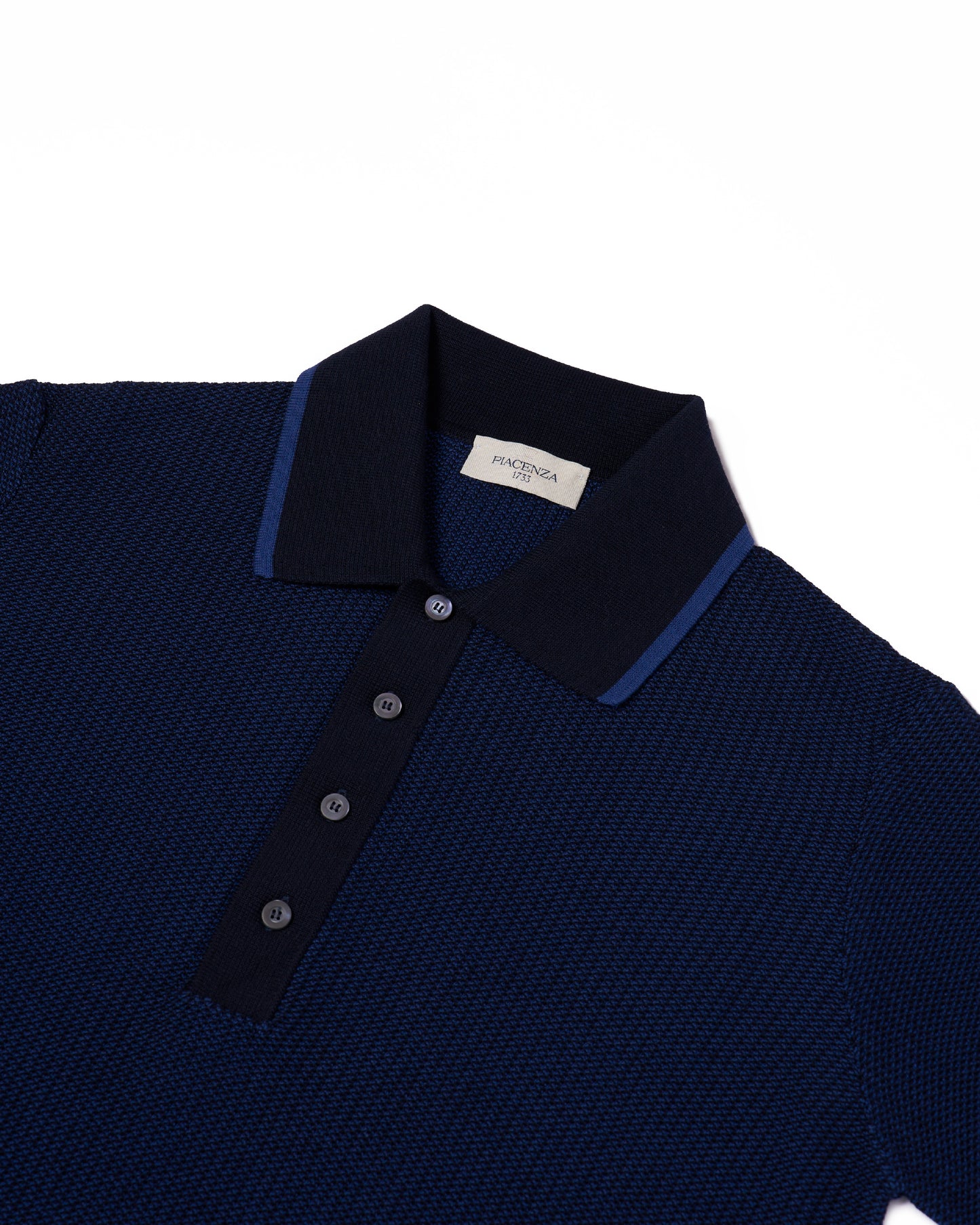Knitted polo two tone spinet stitch - Blue and purple - cotton