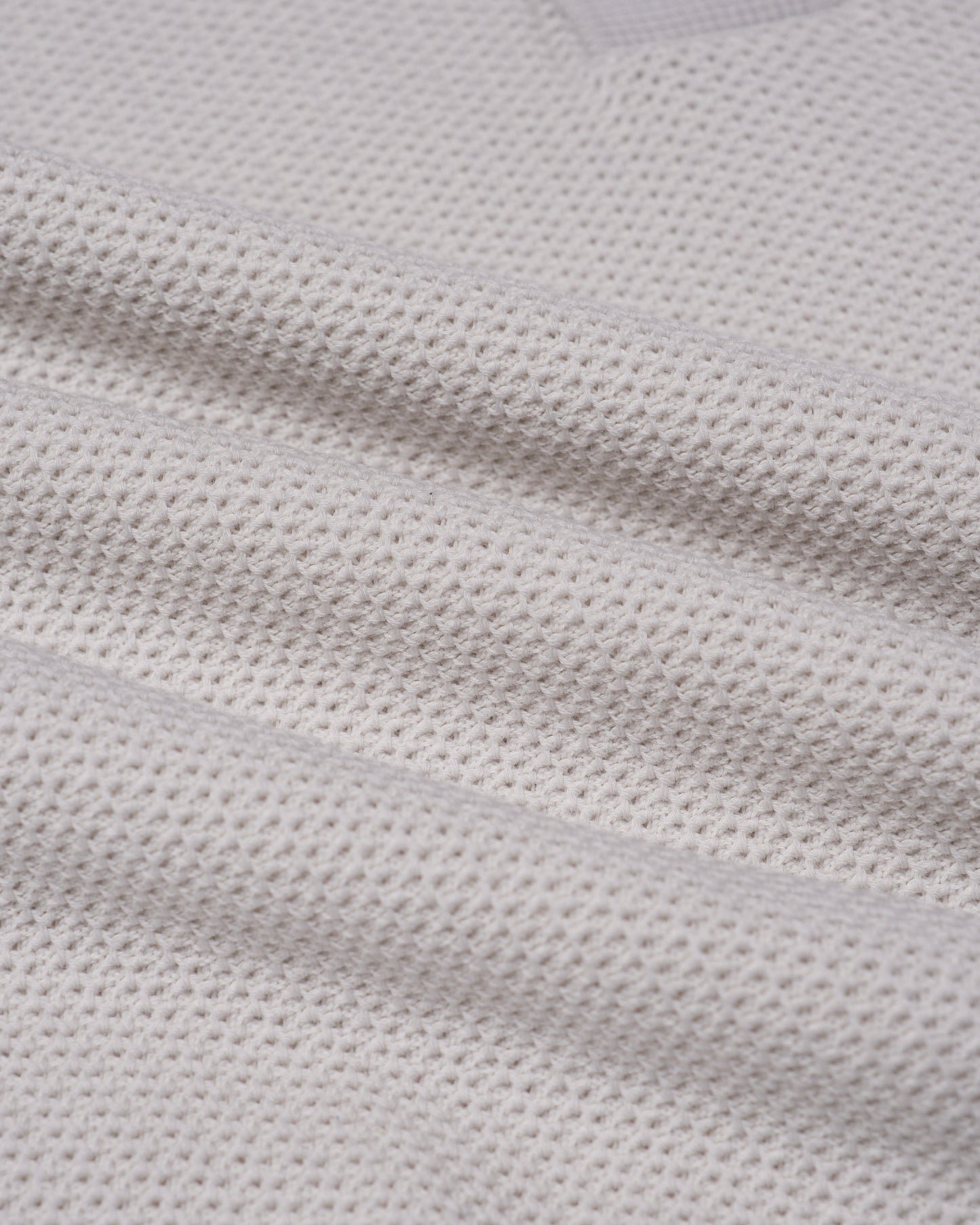Knitted polo two tone spinet stitch - Offwhite and grey - cotton