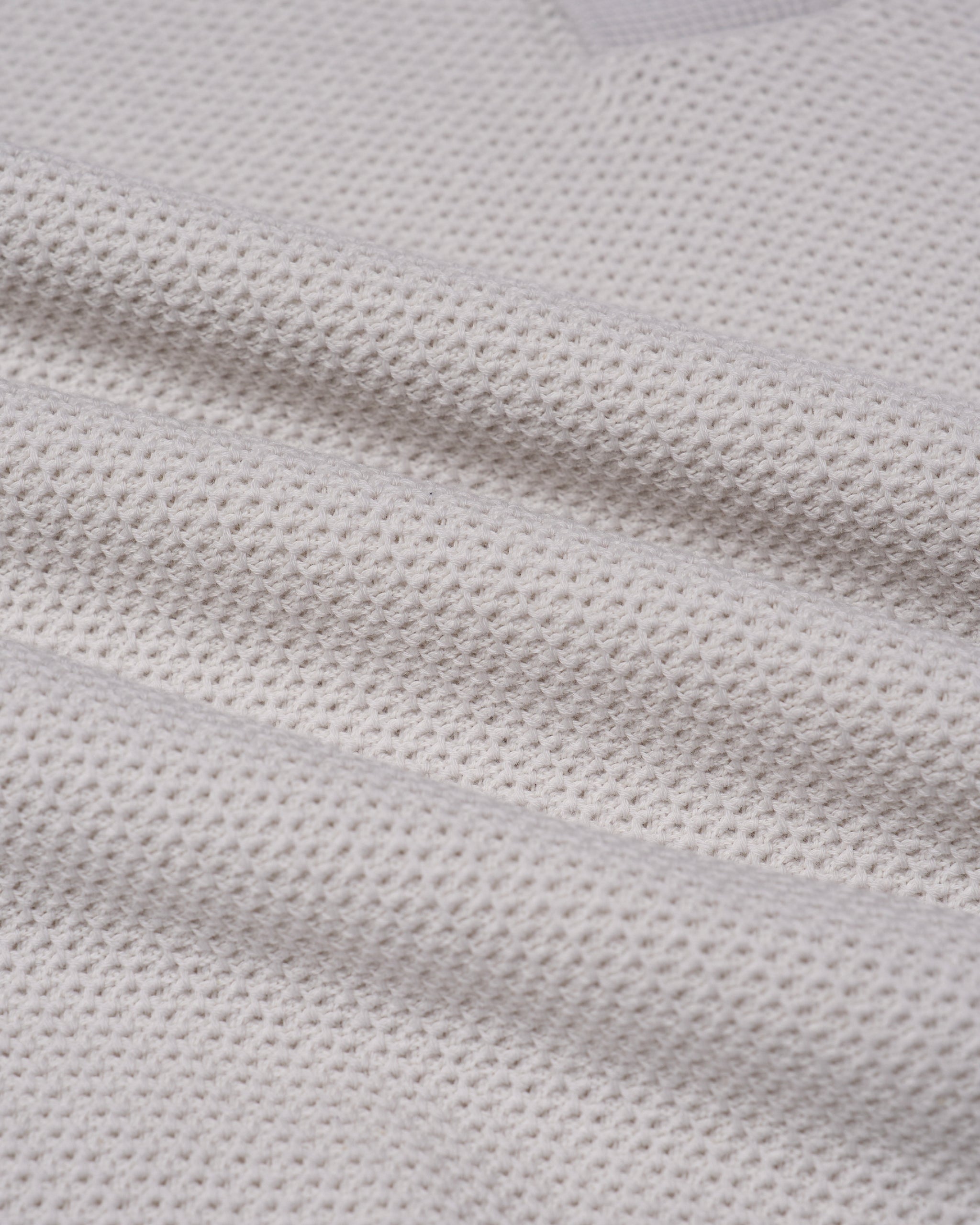 Knitted polo two tone spinet stitch - Offwhite and grey - cotton
