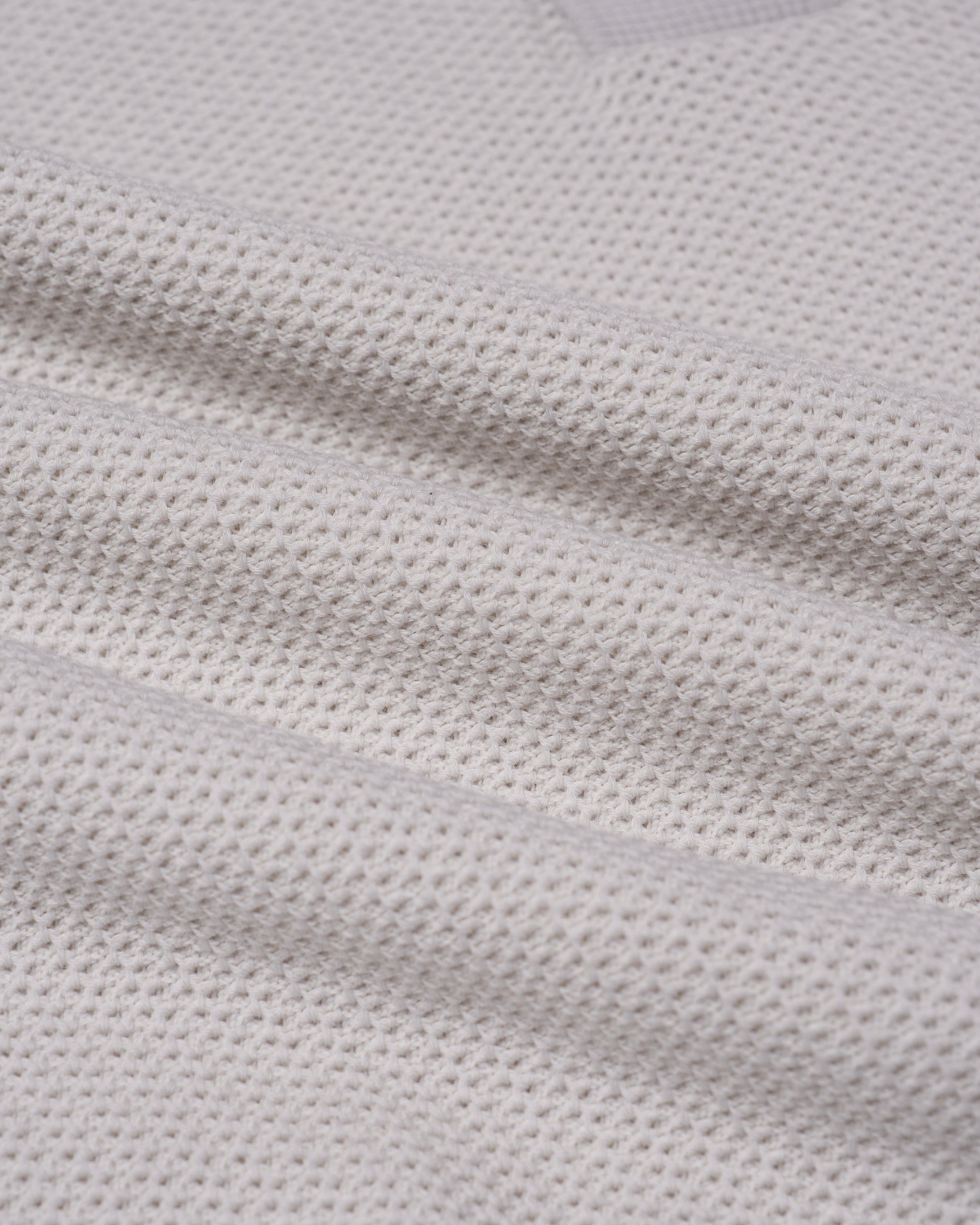 Knitted polo two tone spinet stitch - Offwhite and grey - cotton
