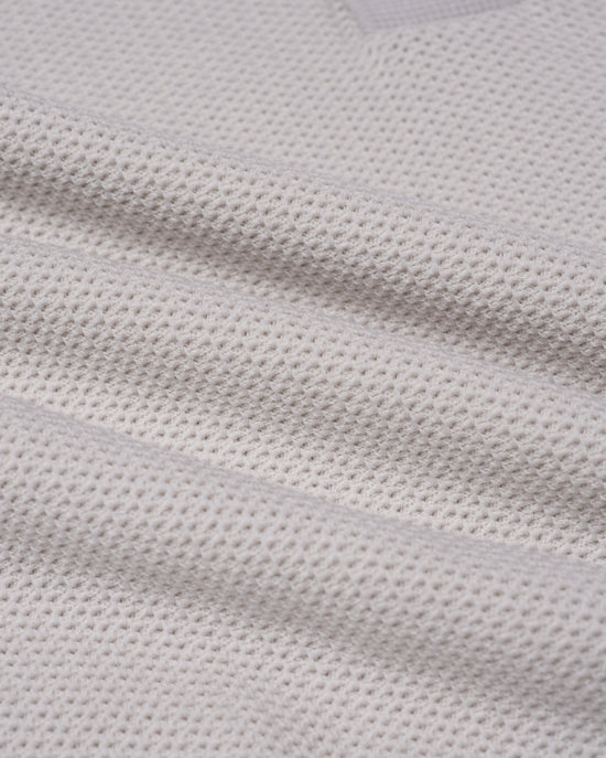 Knitted polo two tone spinet stitch - Offwhite and grey - cotton