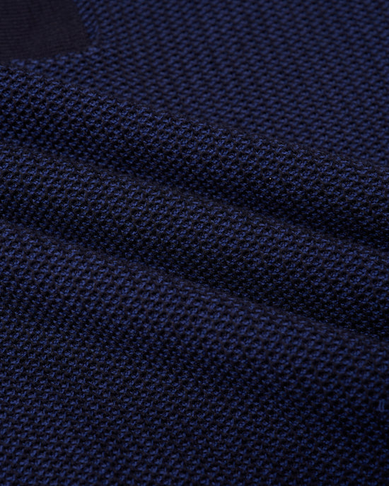 Knitted polo two tone spinet stitch - Blue and purple - cotton
