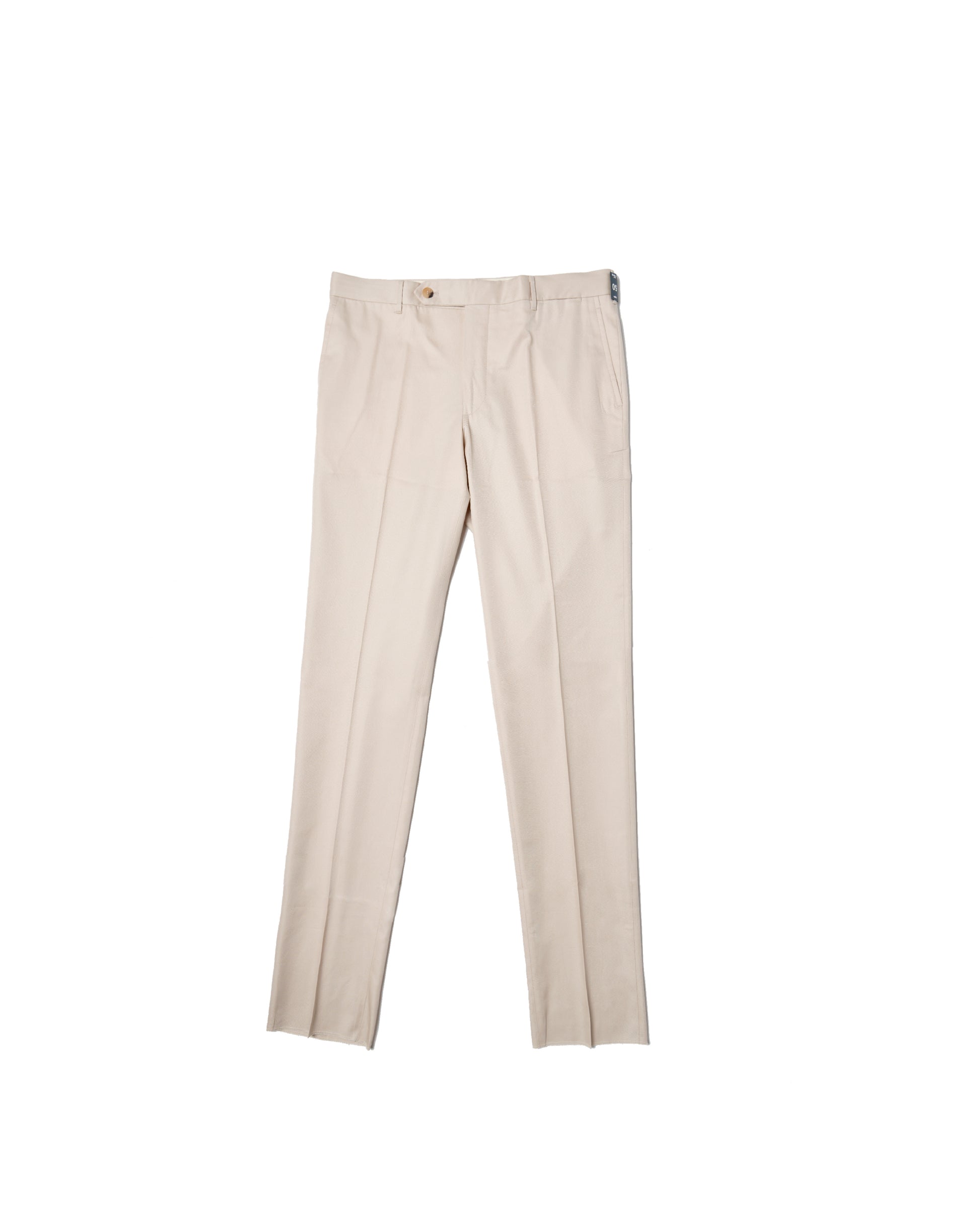 Cotton twill - Flat front trousers - Ivory