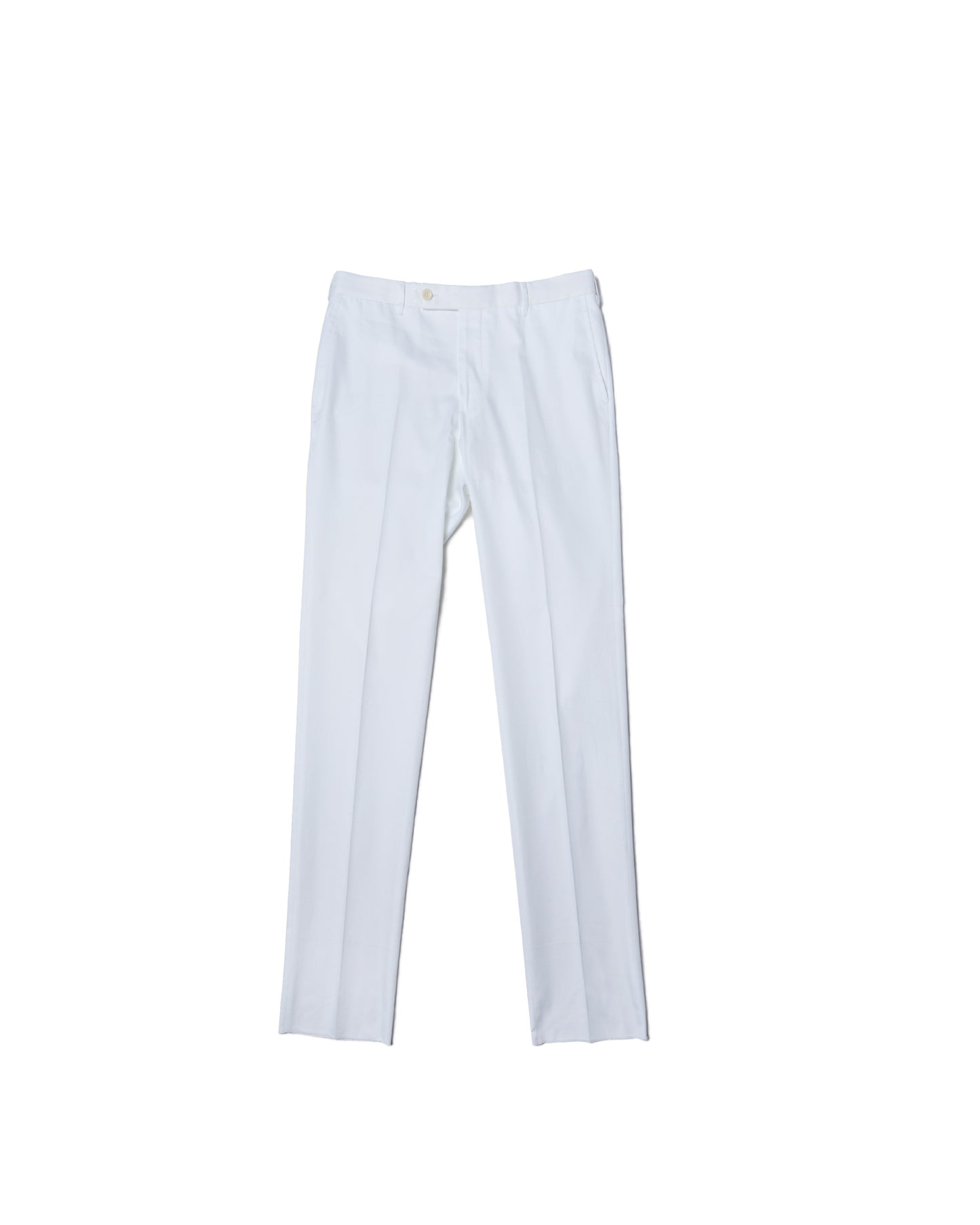 Cotton twill - Flat front trousers - White
