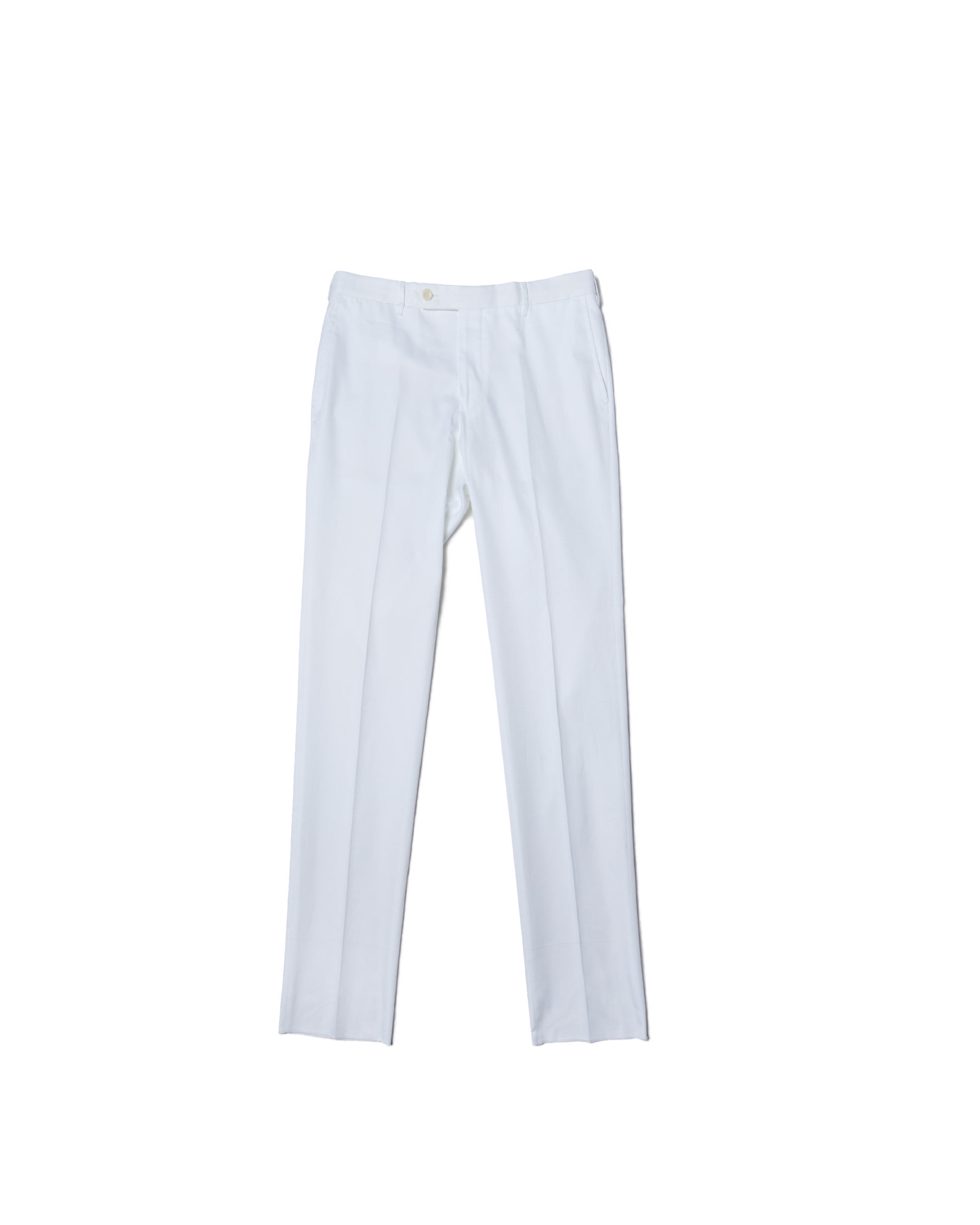 Cotton twill - Flat front trousers - White