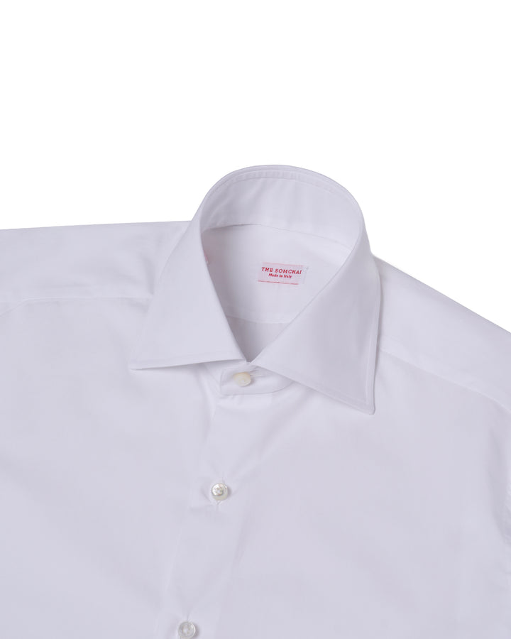 Spread collar shirt - White poplin cotton