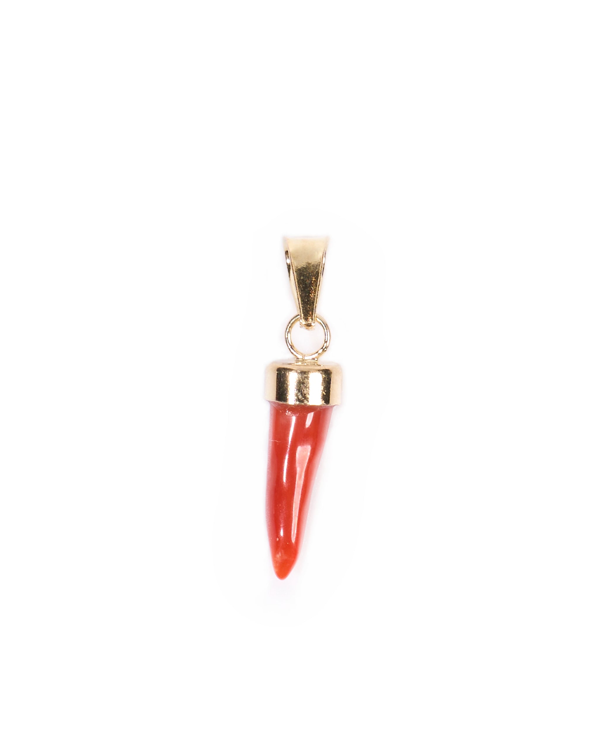 18K Gold Corno corallo pendant