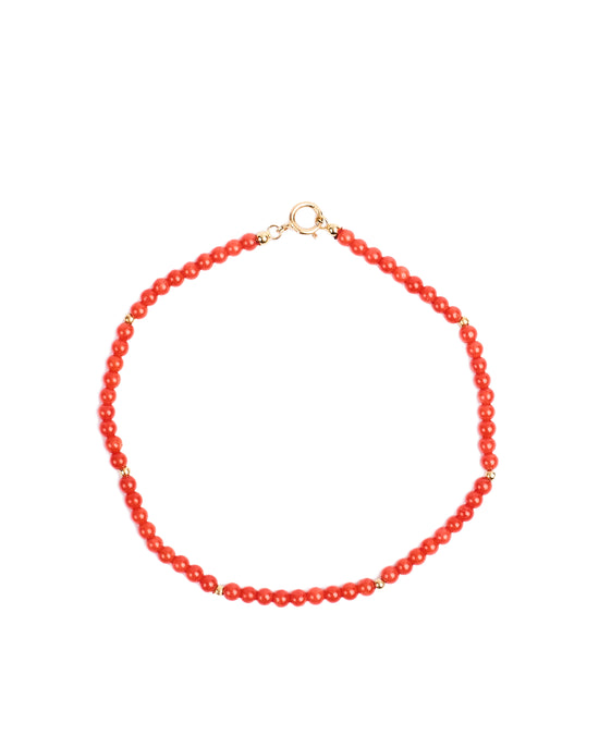 18K gold beads with coral beads small bracelet