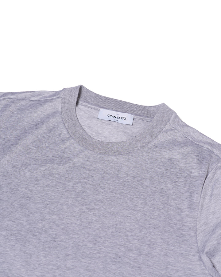 Crewneck cotton jersey T-shirt - Melange grey