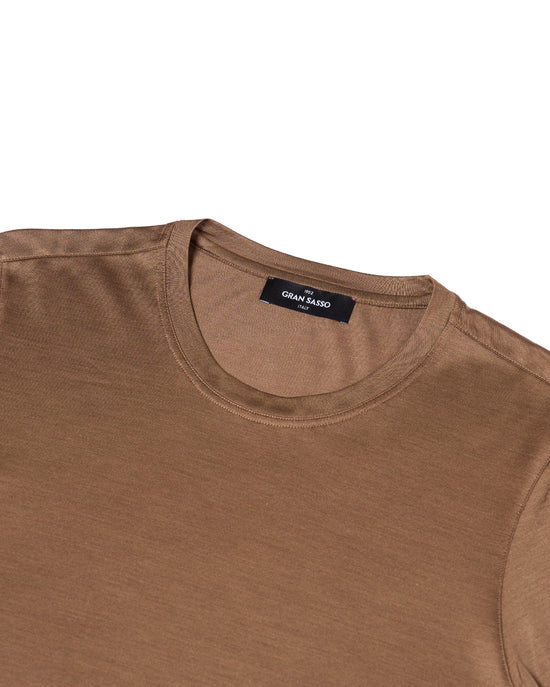 Crewneck silk jersey T-shirt - Brown
