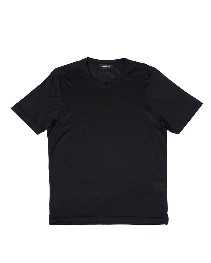 Crewneck silk jersey T-shirt - Black