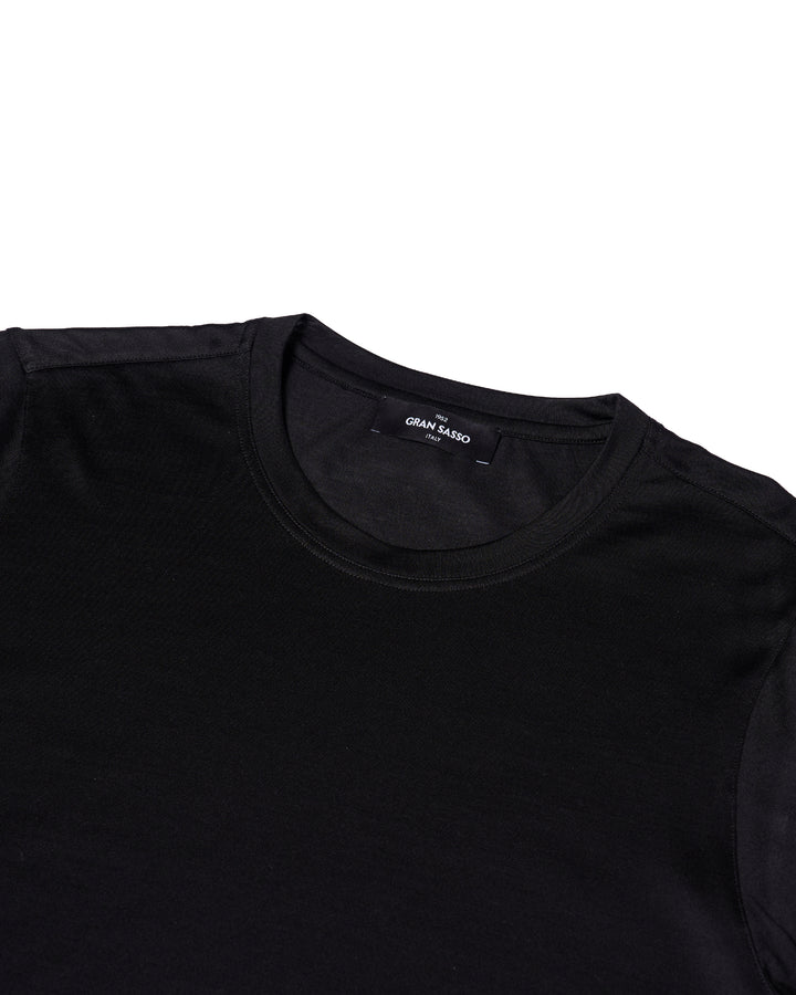 Crewneck silk jersey T-shirt - Black