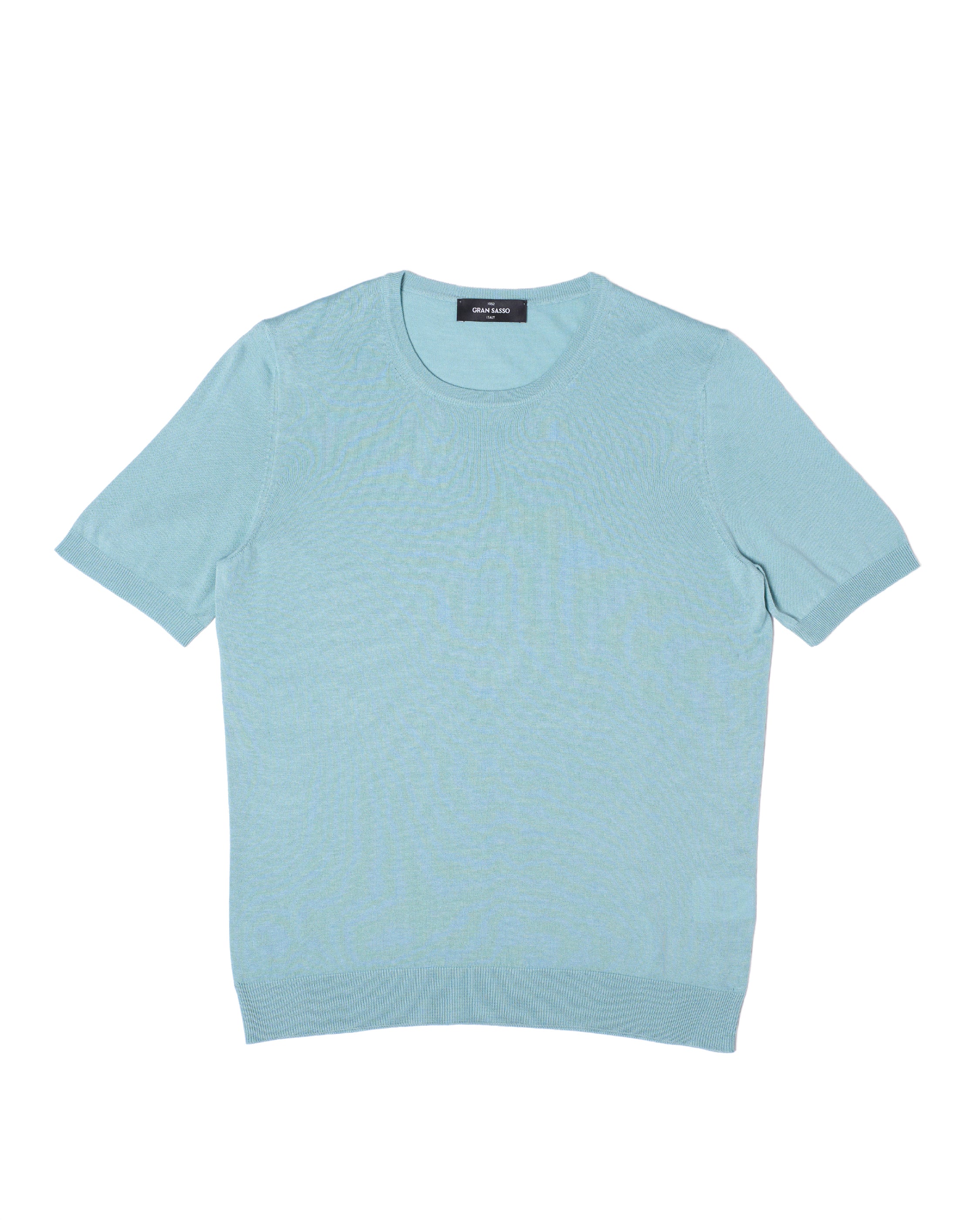 Knitted crewneck silk T-shirt - Ice blue