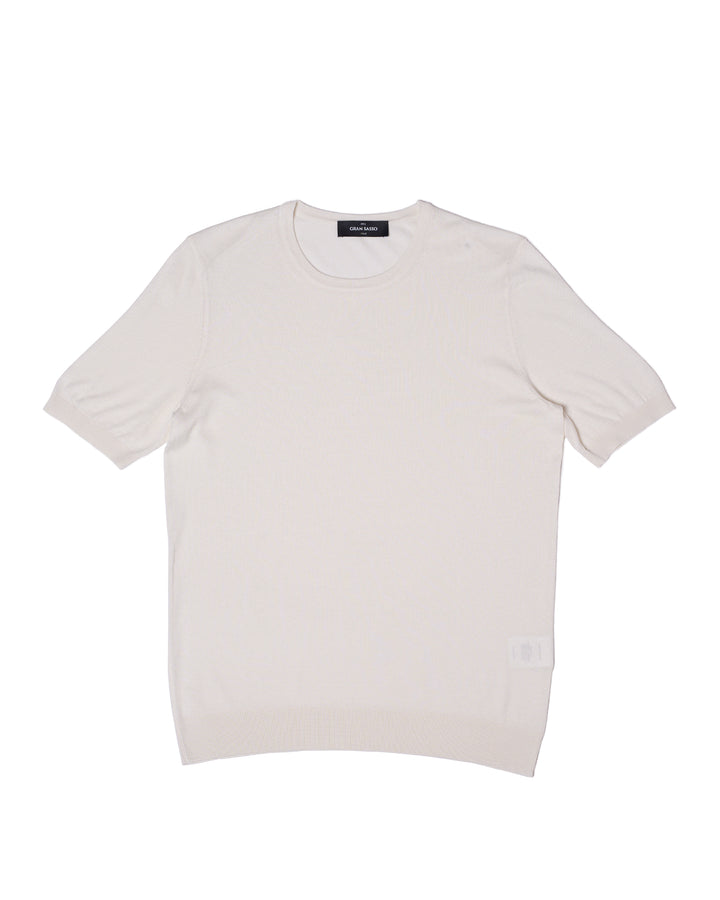 Knitted crewneck silk T-shirt -Off white