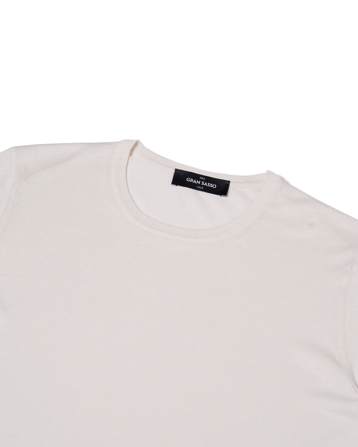 Knitted crewneck silk T-shirt -Off white