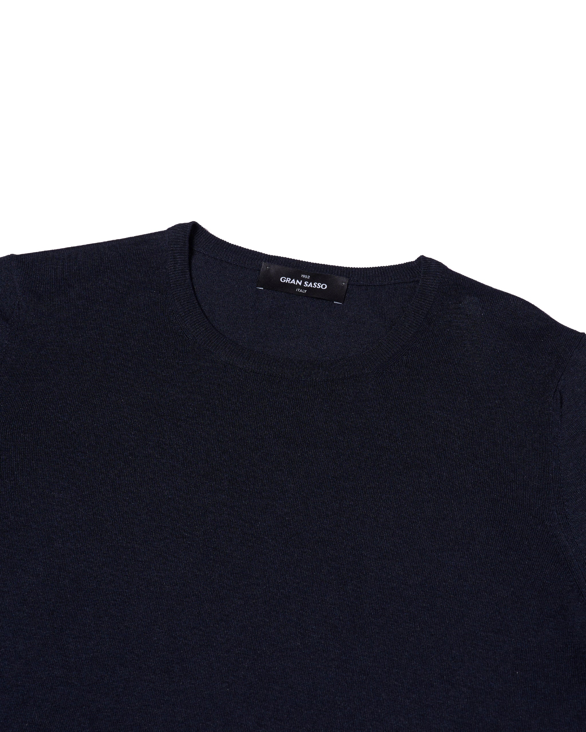 Knitted crewneck silk T-shirt - Midnight blue