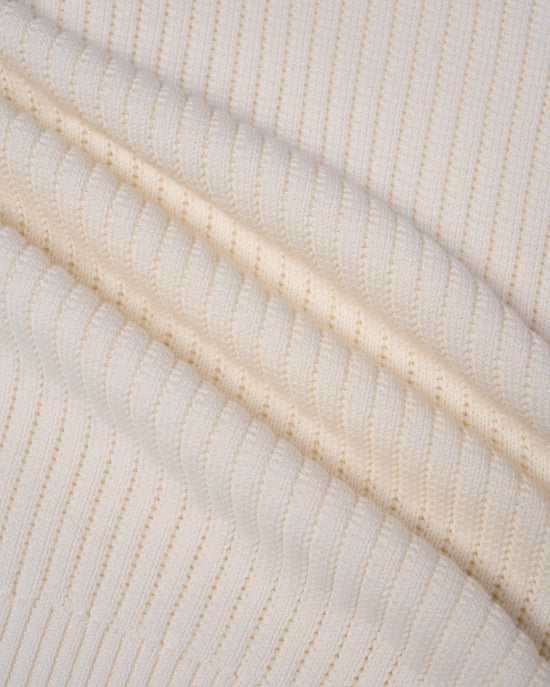 Knitted openwork stitch cotton skipper polo - White