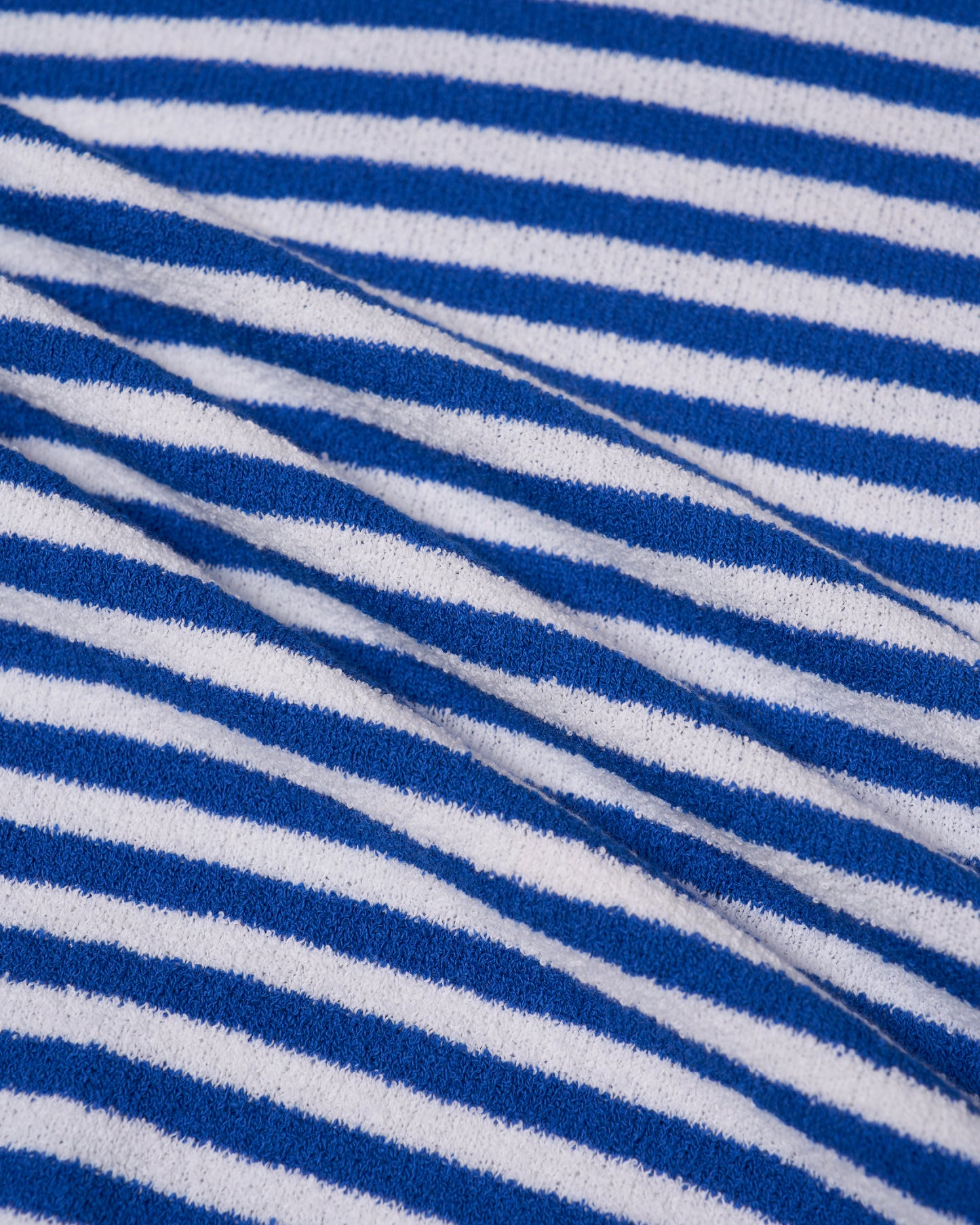 Terry cloth narrow stripe polo - Blue and white