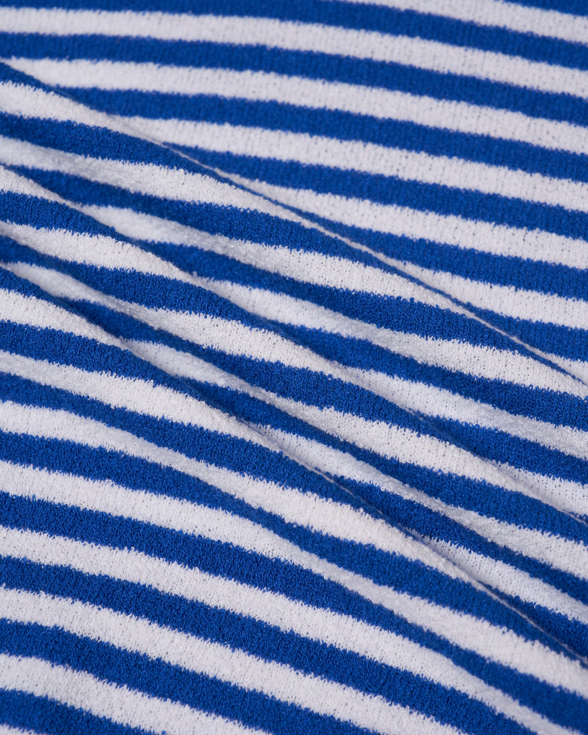 Terry cloth narrow stripe polo - Blue and white