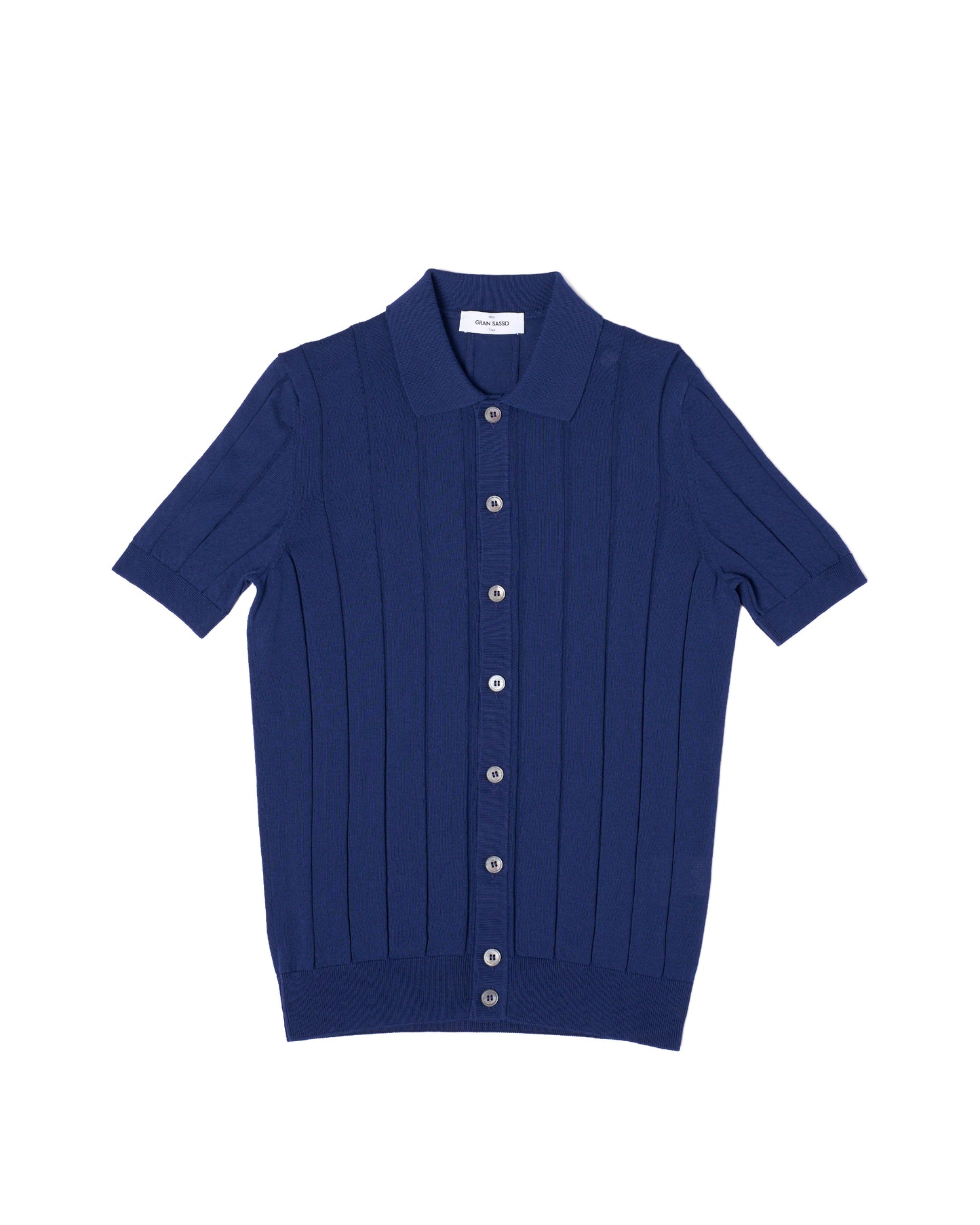 Knitted ribbed cotton shirt - Dark blue