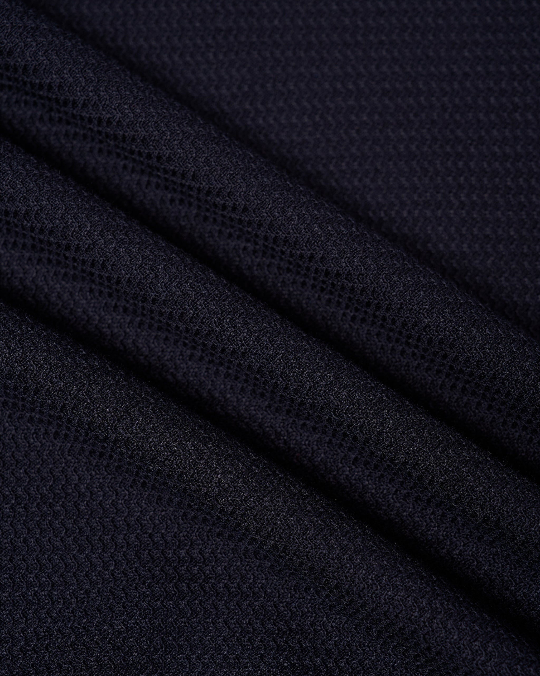 Knitted zigzag silk and cotton polo - Navy blue