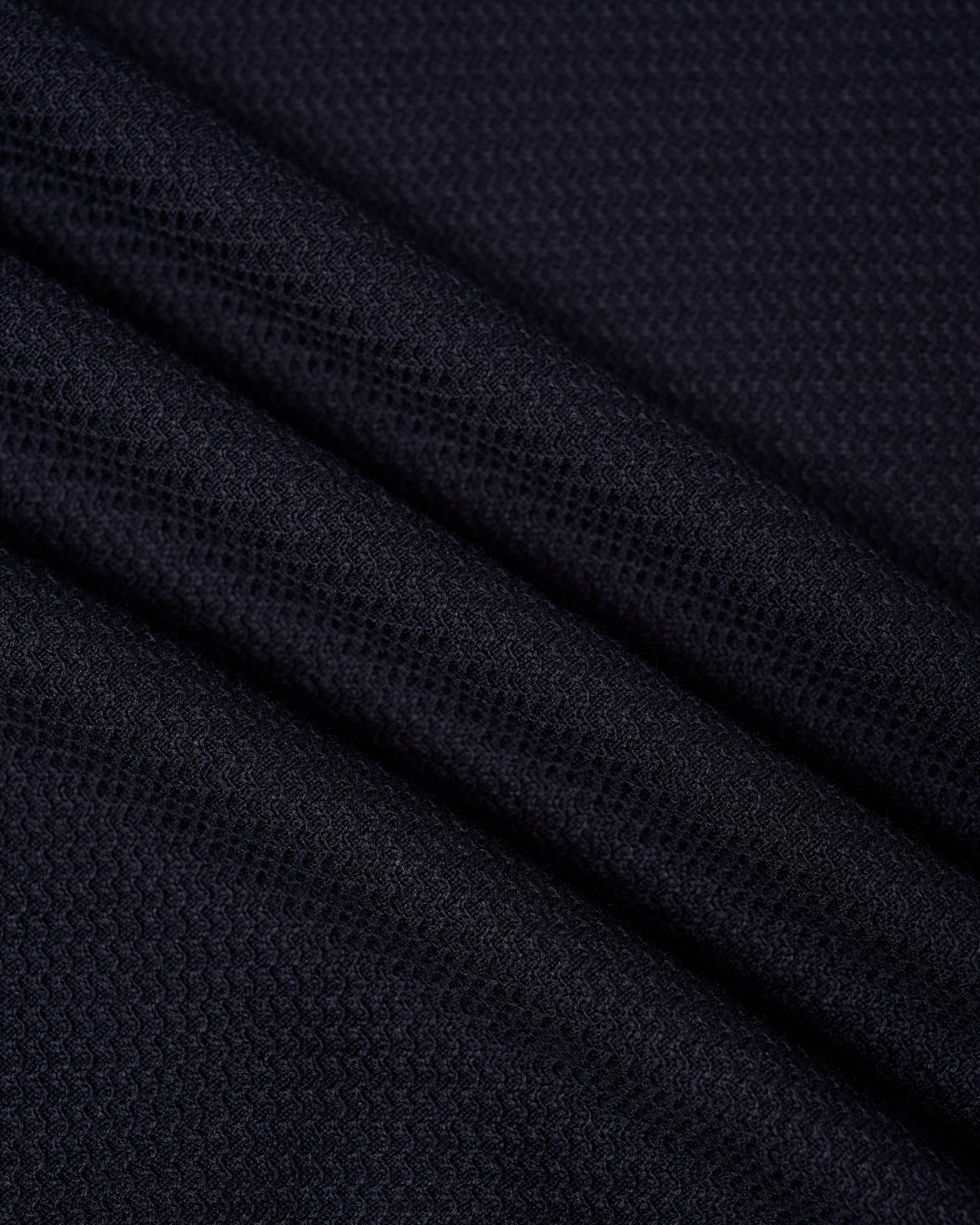 Knitted zigzag silk and cotton polo - Navy blue