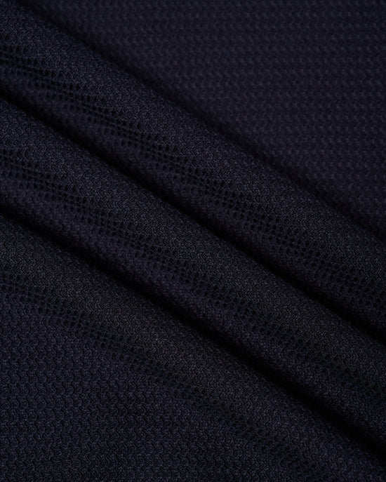 Knitted zigzag silk and cotton polo - Navy blue