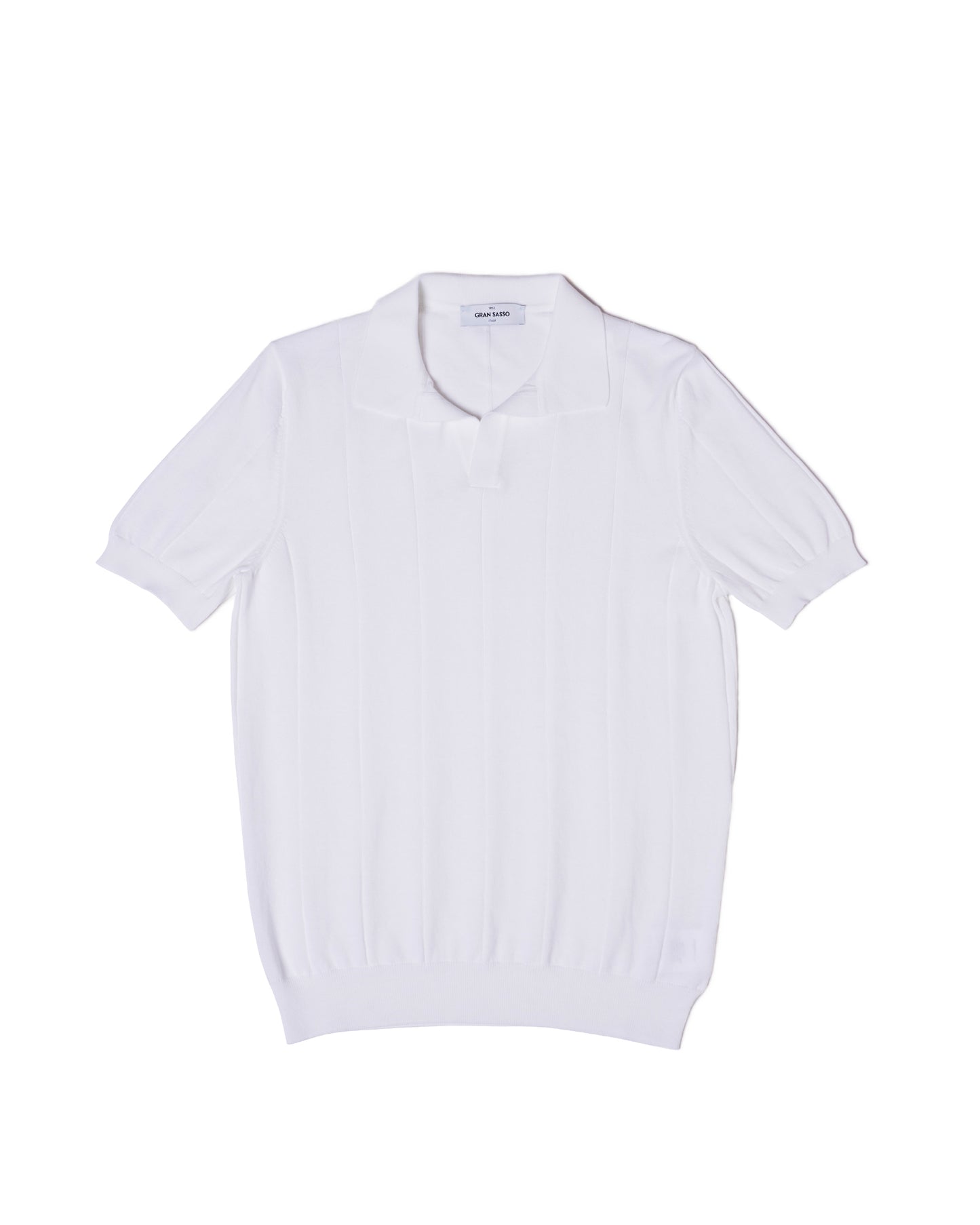 Knitted wide ribbed cotton polo - White
