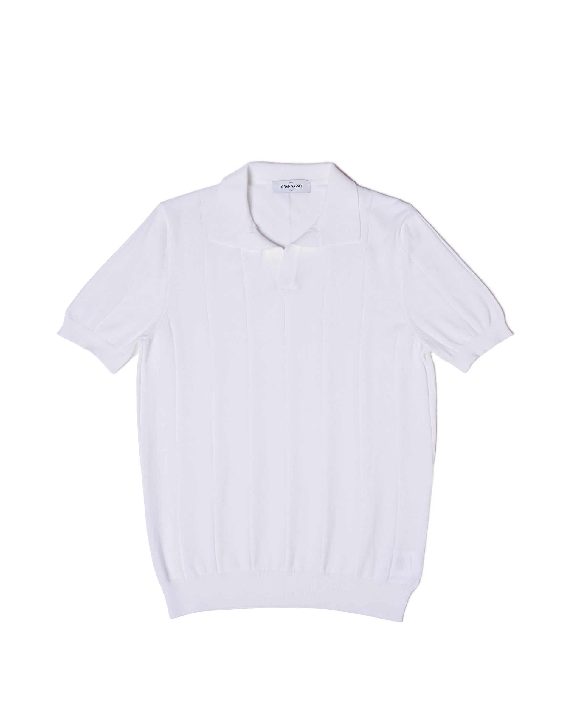 Knitted wide ribbed cotton polo - White