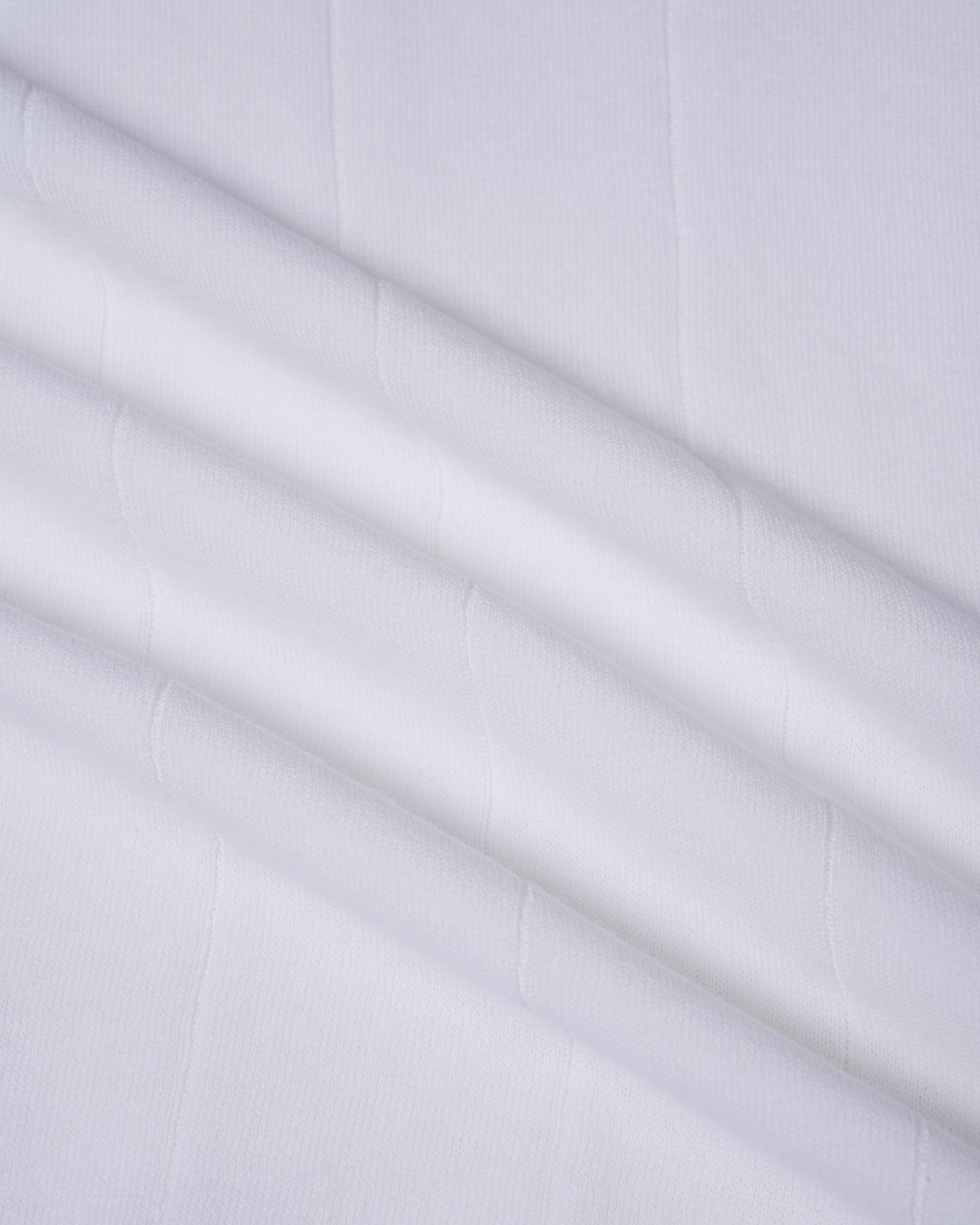 Knitted wide ribbed cotton polo - White